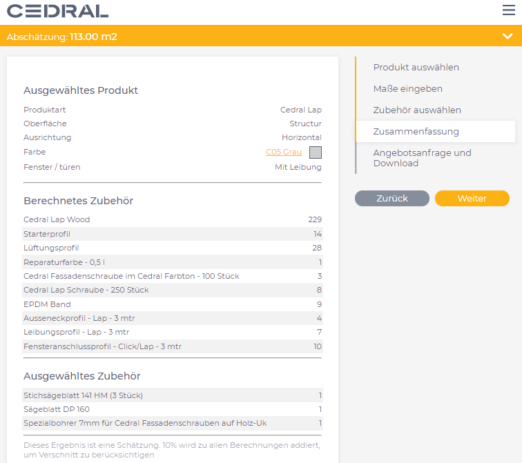 Berechnungstool Fassadenpaneele – Benutzerhandbuch