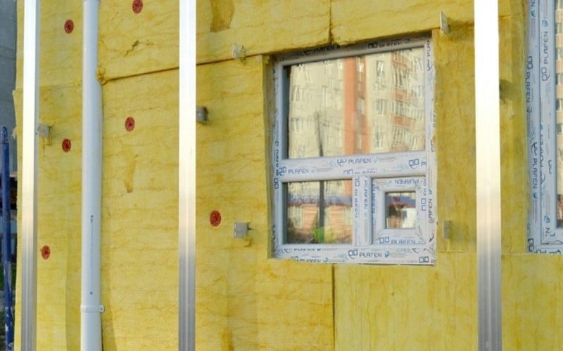 Yellow exterior of  a house insulation
