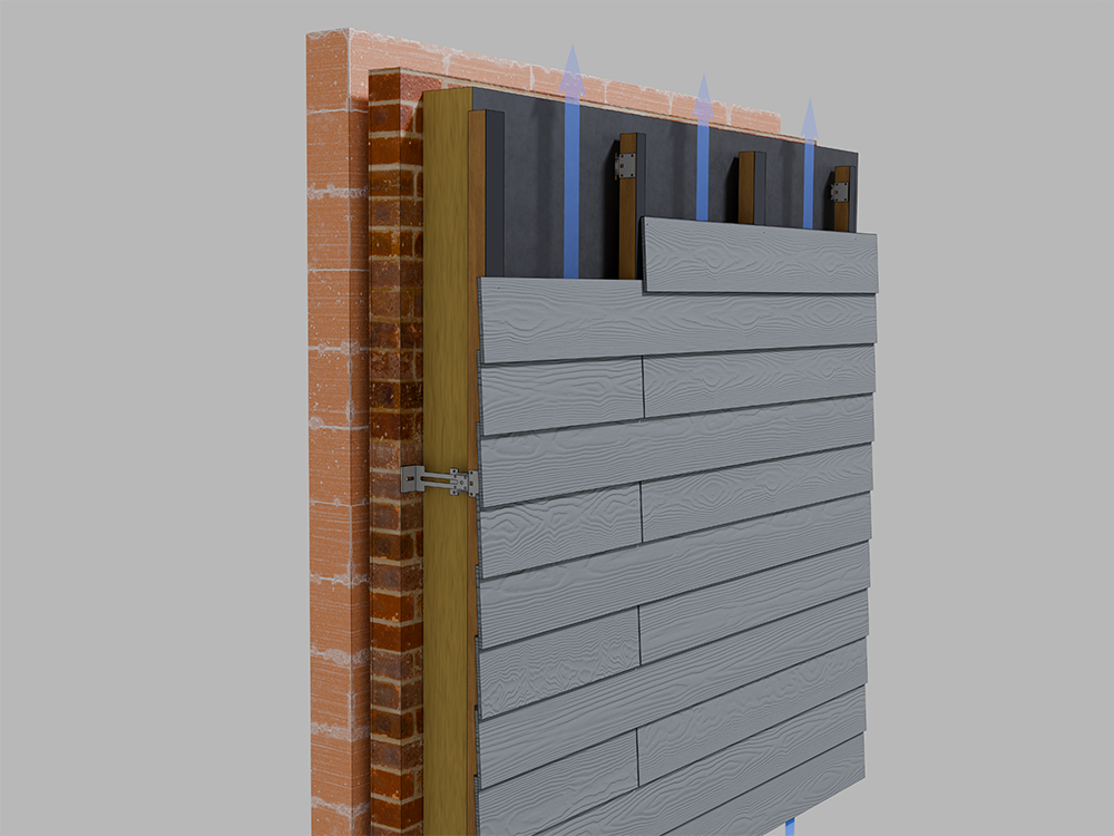 Façade ventilée avec isolation souple et lames de façade