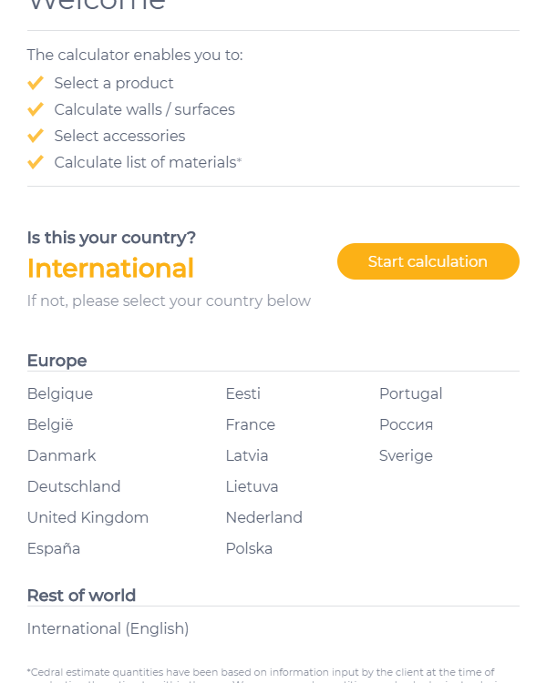 Cedral skaičiuoklė